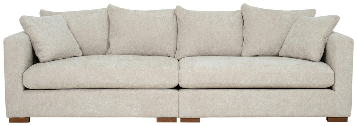 3-SITS SOFFA i chenille beige  - beige/brun, Klassisk, metall/trä (266/80/113cm) - Carryhome
