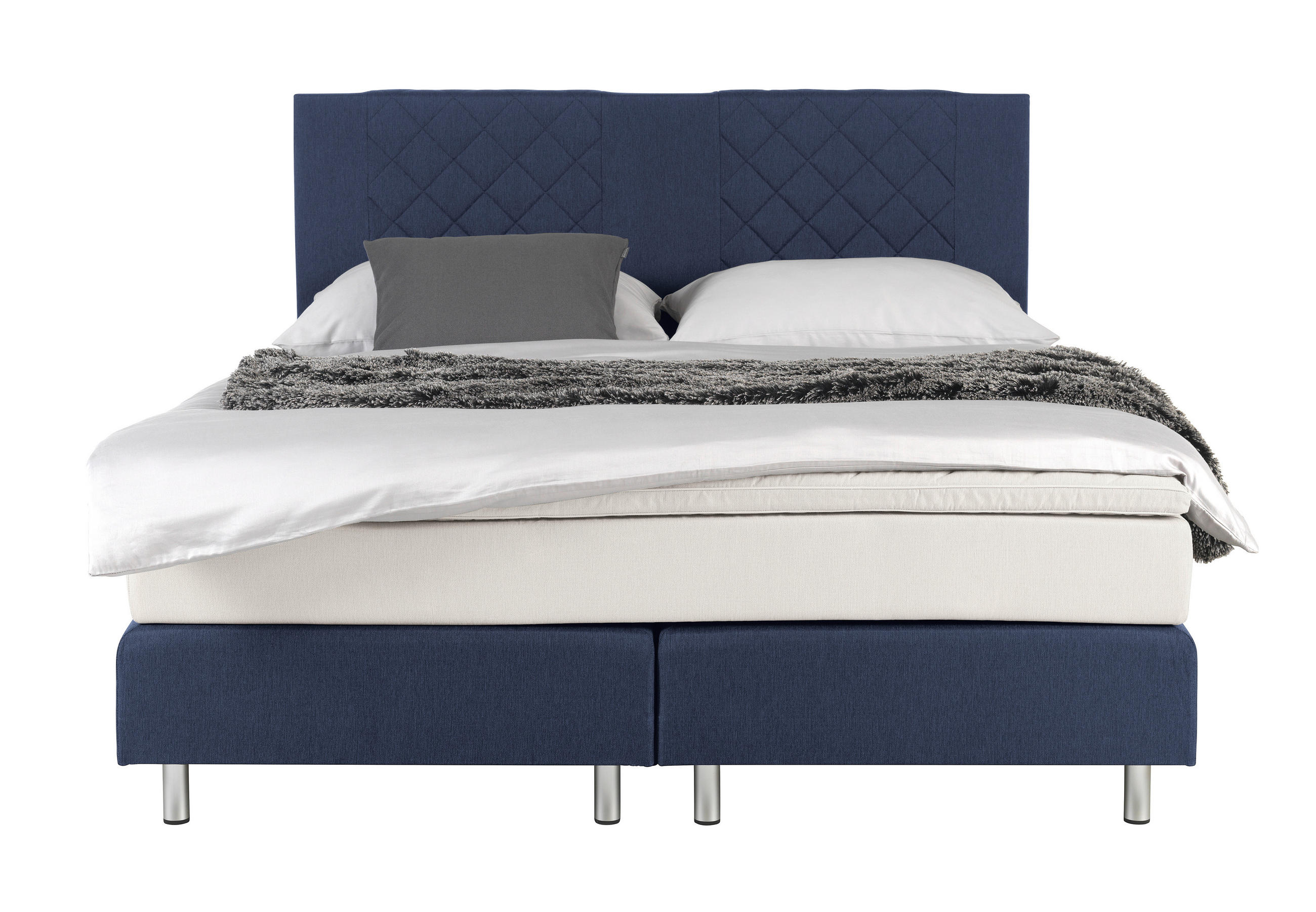 BOXSPRING-ÁGY 160/200 cm  kék  - alumínium színű/kék, Design (160/200cm) - Carryhome