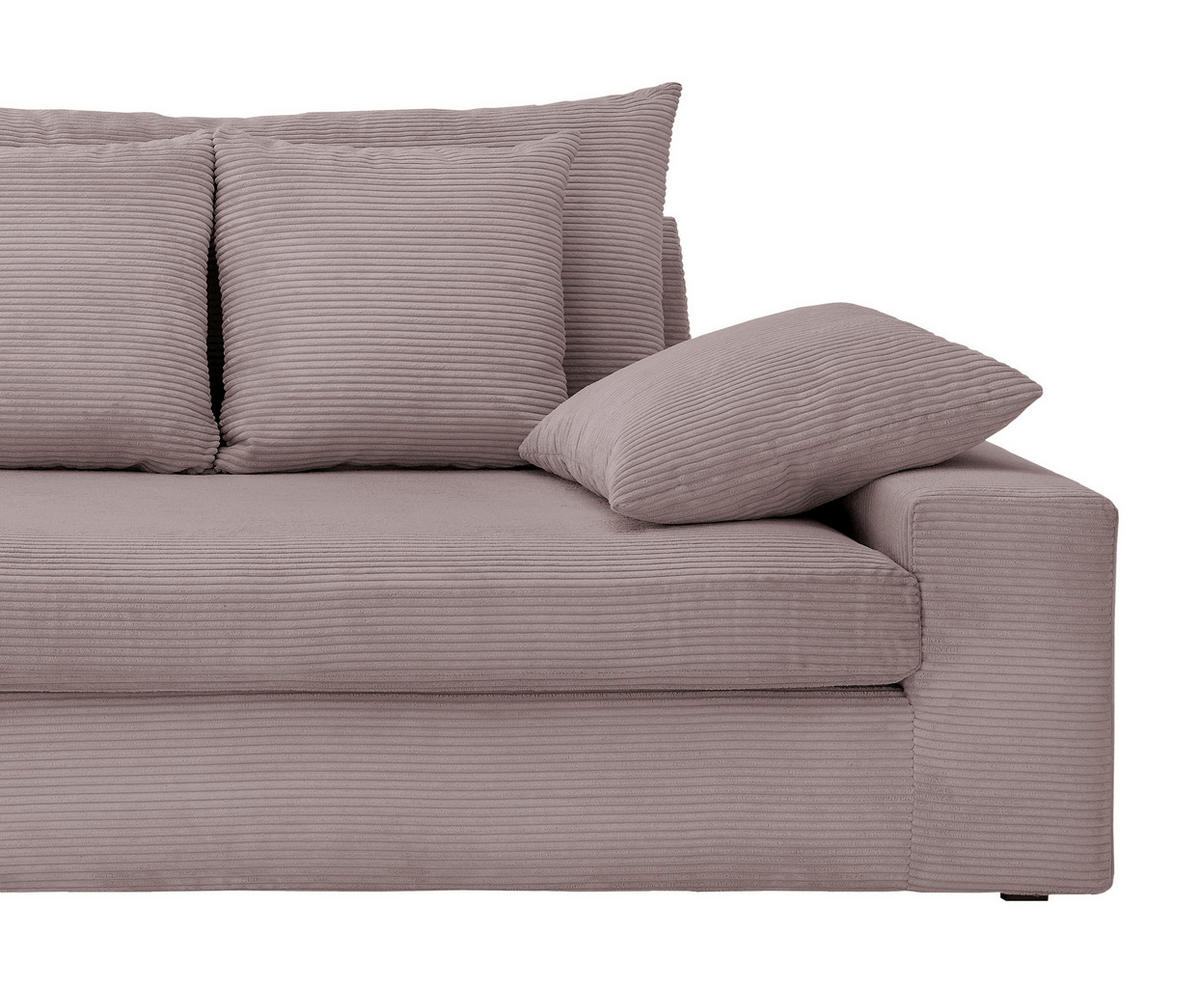 VIERSITZER-SOFA in Cord Rosa  - Schwarz/Rosa, Modern, Kunststoff/Textil (308/80/140cm) - Livetastic