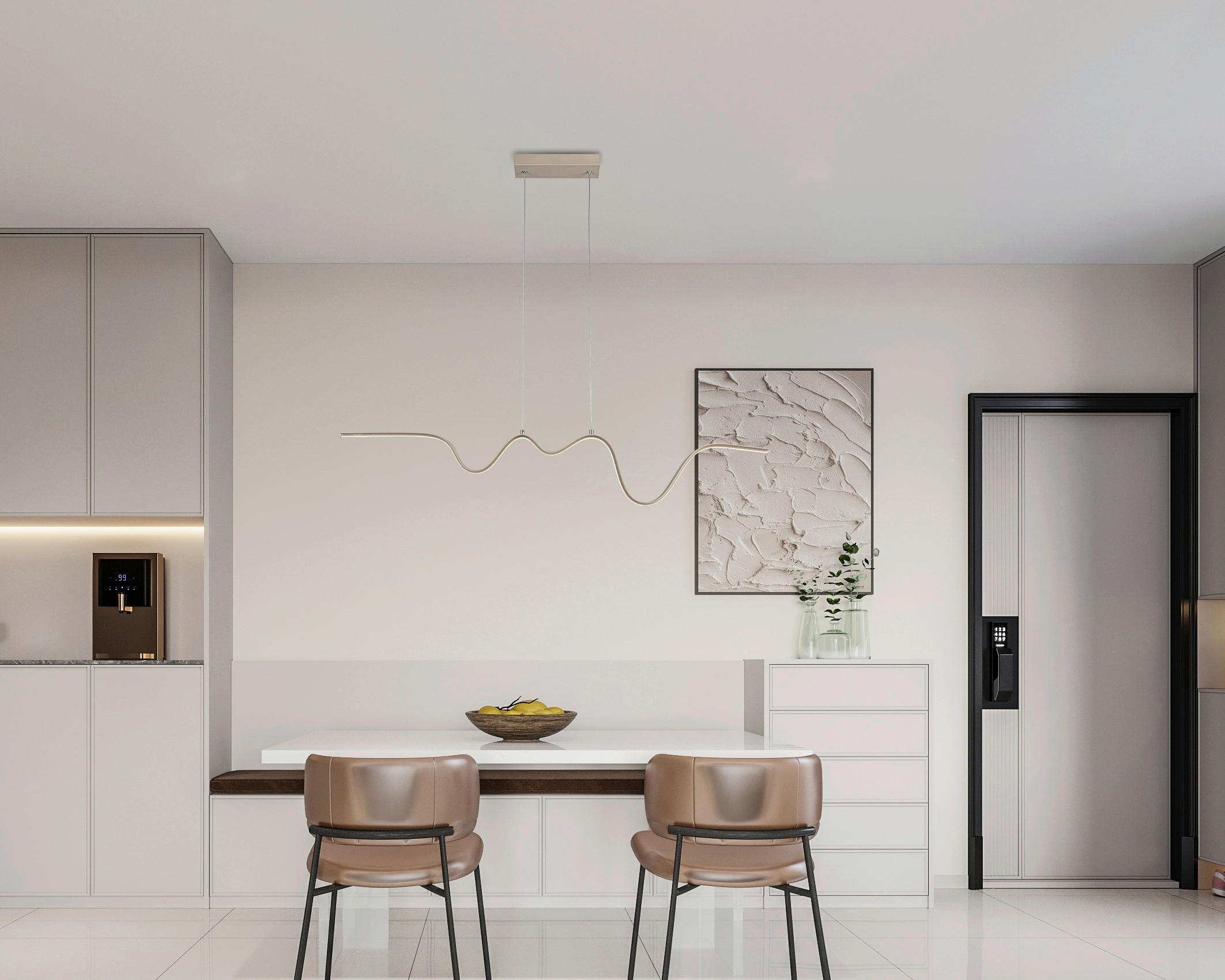 HÄNGELEUCHTE 100/8/120 cm   - Sandfarben, Trend, Kunststoff/Metall (100/8/120cm) - Collet's Monde