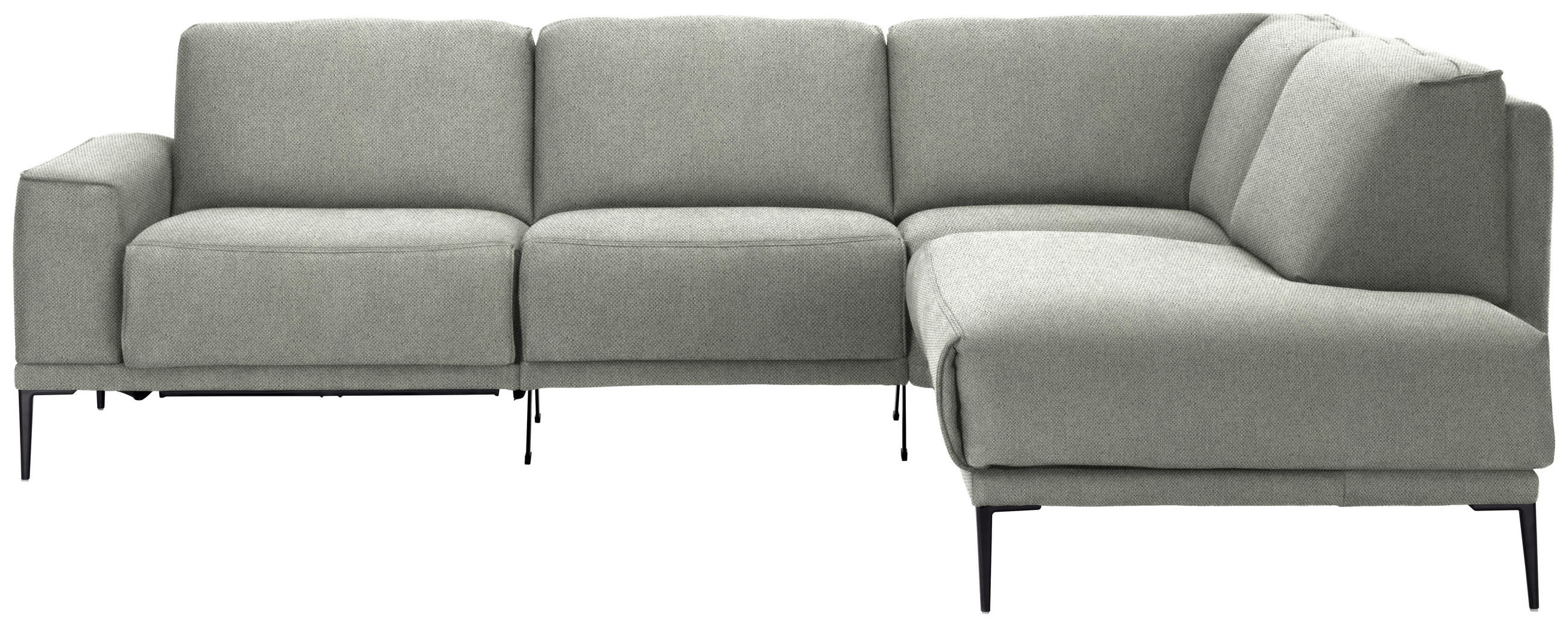 ECKSOFA in Flachgewebe Beige  - Beige/Schwarz, Design, Textil/Metall (260/210cm) - Johann Jakob