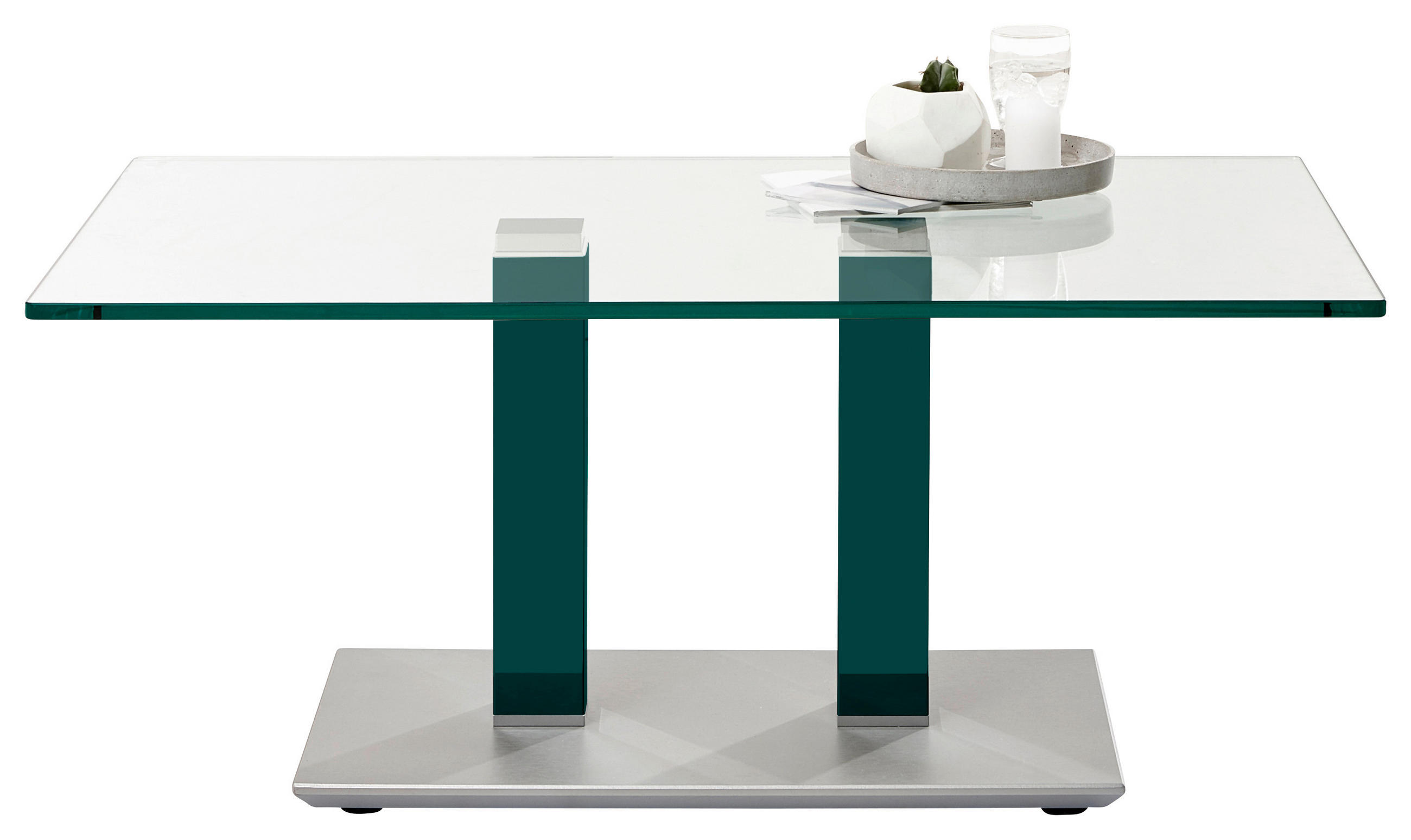 COUCHTISCH Klarglas 110/70/46-65 cm rechteckig Blau, Grün, Edelstahlfarben  - Blau/Edelstahlfarben, Design, Glas/Kunststoff (110/70/46-65cm)
