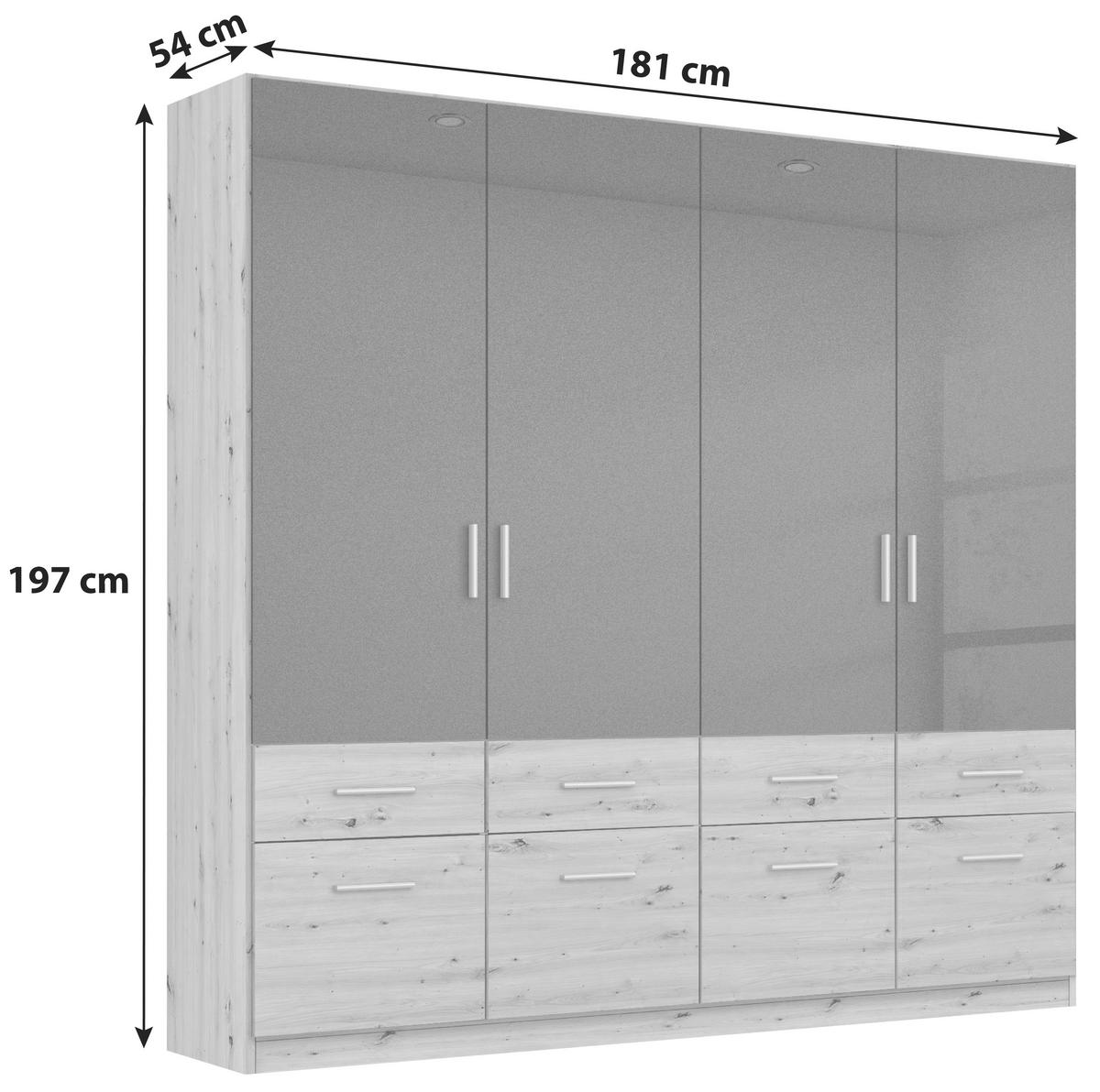 KLEIDERSCHRANK in Dunkelgrau, Eiche Artisan  - Dunkelgrau/Silberfarben, Design, Holzwerkstoff/Kunststoff (181/197/54cm) - Carryhome