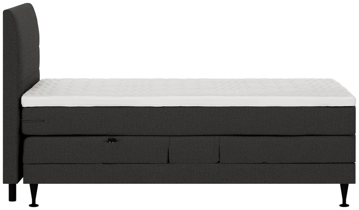 BOXSPRINGBETT 120/200 cm,  in Anthrazit, Matratze, Topper, motorische Verstellbarkeit, Fernbedienung, H5 = hart  - Anthrazit/Schwarz, KONVENTIONELL, Holzwerkstoff/Textil (120/200cm) - Welnova