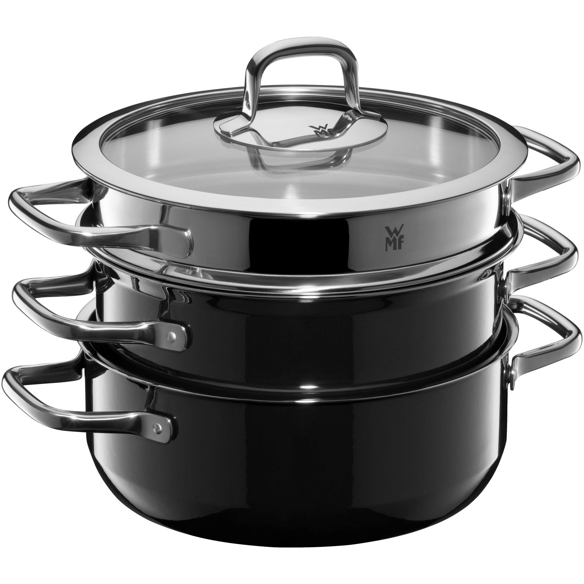 KOCHTOPFSET Fusiontec Compact 3-teilig  - Schwarz, Design, Glas - WMF