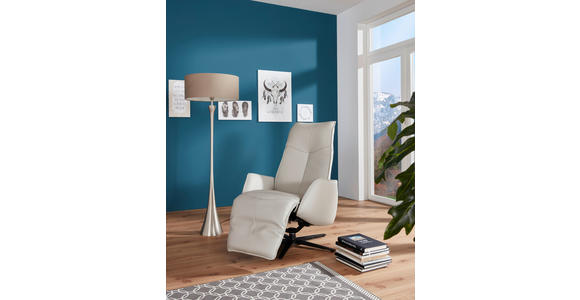 RELAXSESSEL in Leder Hellgrau - Edelstahlfarben/Hellgrau, Design, Leder (71/114/84cm) - Johann Jakob