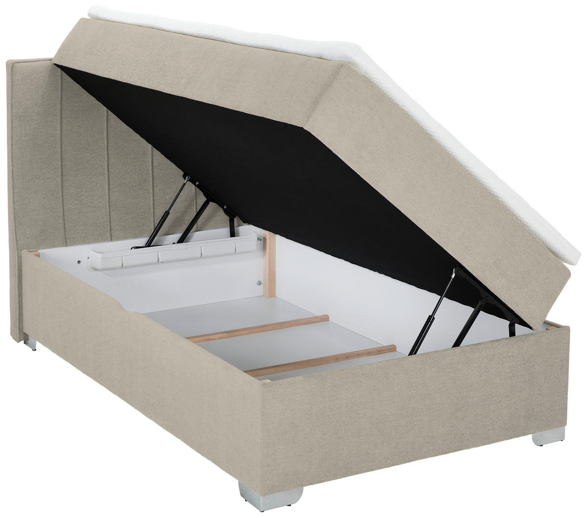 BOXBETT 120/200 cm  in Creme  - Chromfarben/Creme, Trend, Kunststoff/Textil (120/200cm) - Boxxx