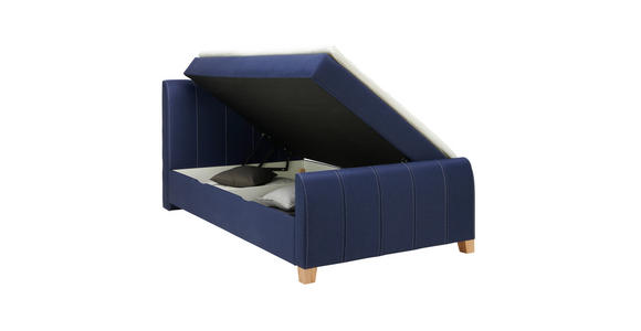 BOXBETT 120/200 cm in Blau - Blau/Eichefarben, KONVENTIONELL, Holz/Textil (120/200cm) - Xora
