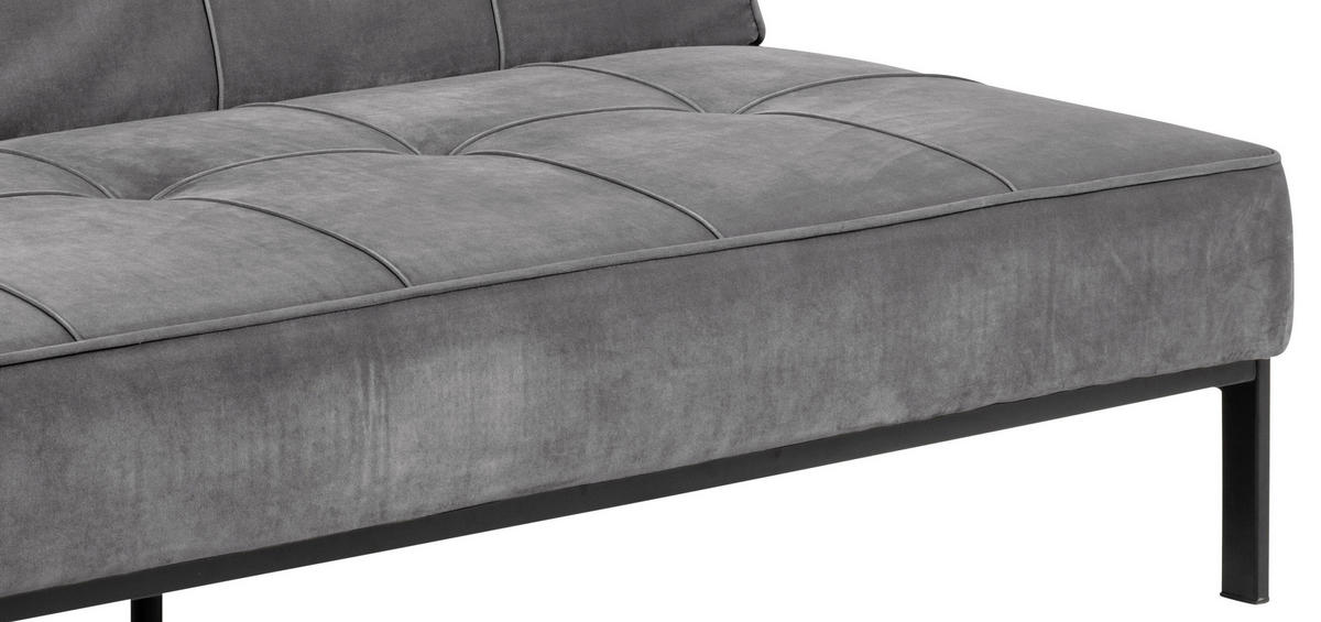 SCHLAFSOFA in Samt Dunkelgrau  - Dunkelgrau/Schwarz, Trend, Textil/Metall (198/87/95cm) - MID.YOU