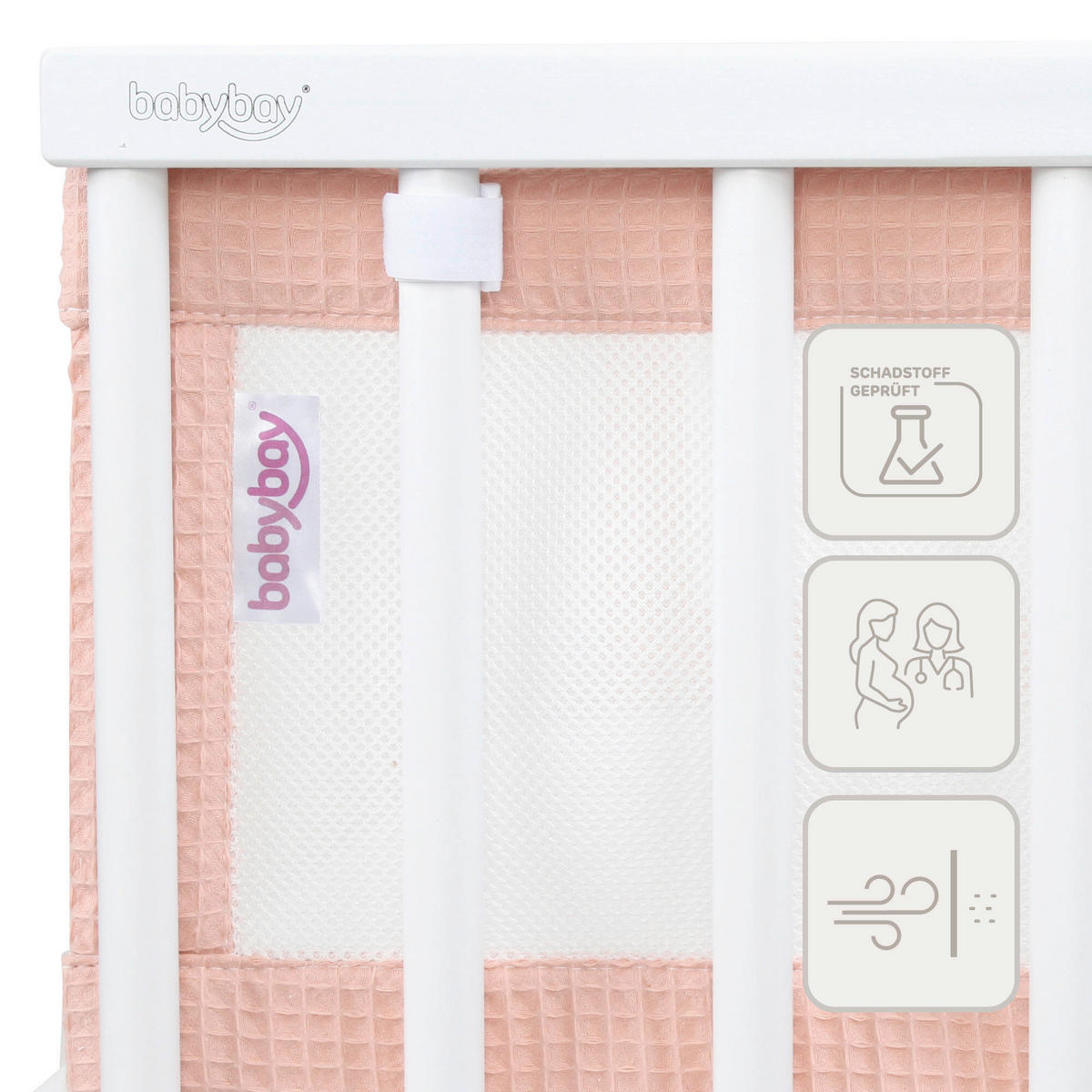 NESTCHEN babybay Nestchen 3D Mesh  - Aprikose, Basics, Naturmaterialien (200/24/2cm) - Tobi