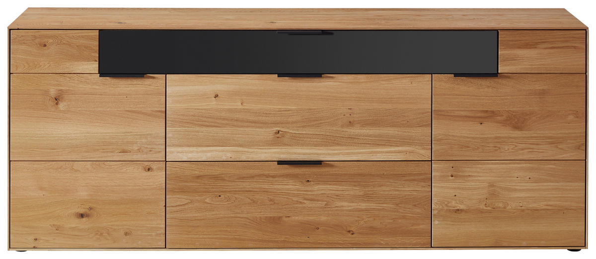 SIDEBOARD Schwarz, Wildeiche  209,9/83,9/45,2 cm  - Wildeiche/Schwarz, Design, Holz/Metall (209,9/83,9/45,2cm) - Valdera