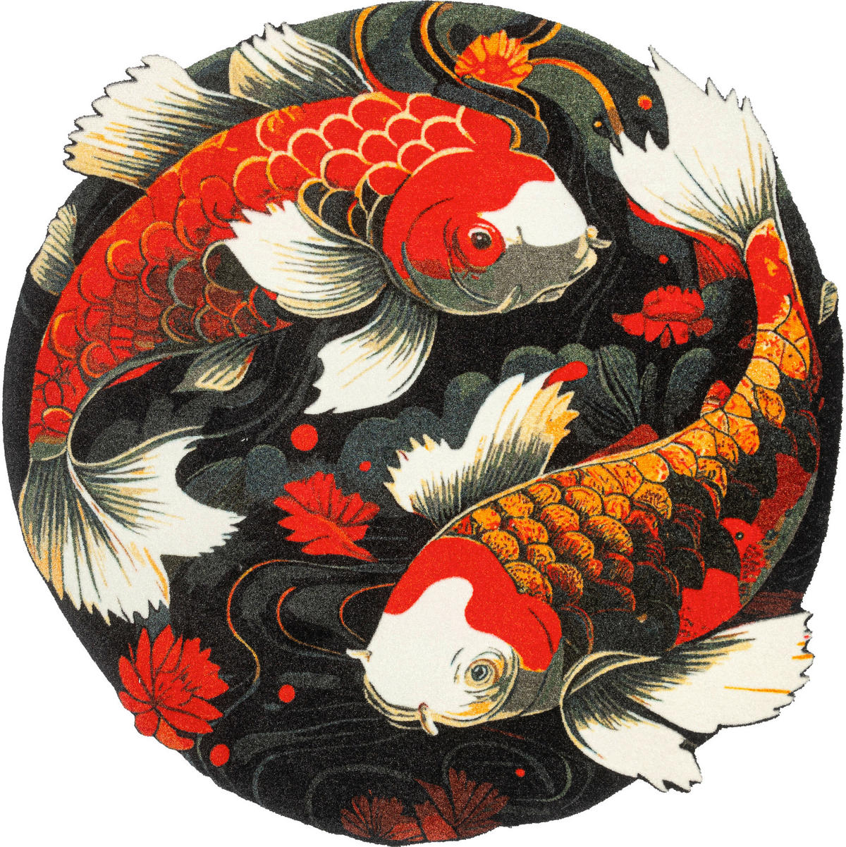 FLACHWEBETEPPICH 120 cm Koi Couple Multicolor  - Multicolor, Trend, Kunststoff/Textil (120cm) - wash+dry