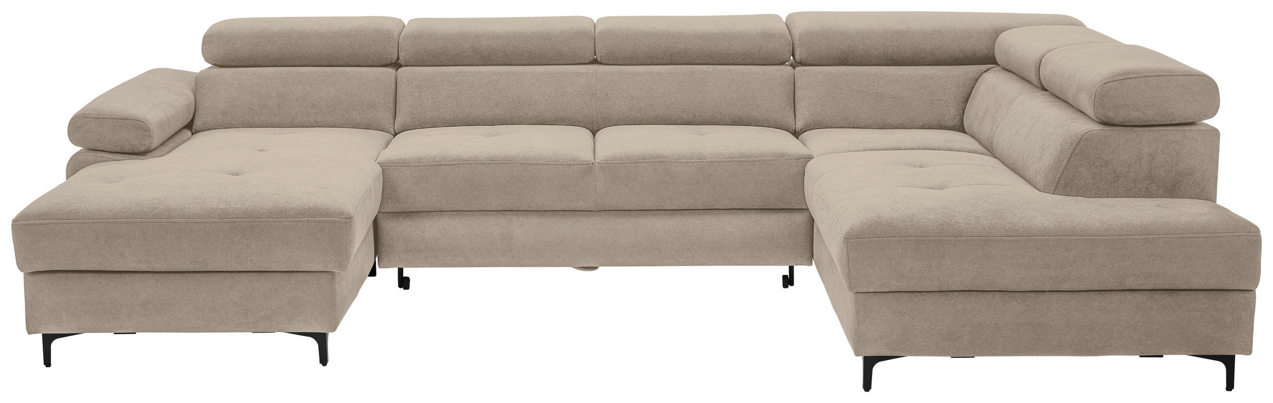 WOHNLANDSCHAFT inkl. Funktion Schlammfarben Flachgewebe  - Schlammfarben/Schwarz, MODERN, Textil/Metall (180/333/206cm) - Stylife