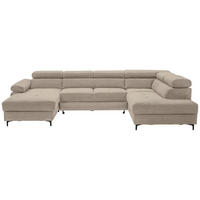 WOHNLANDSCHAFT in Flachgewebe Schlammfarben  - Schlammfarben/Schwarz, MODERN, Textil/Metall (180/333/206cm) - Stylife