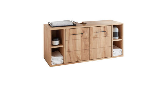 WASCHBECKENUNTERSCHRANK 105/60/40 cm  - Wildeiche/Schwarz, Basics, Holz/Metall (105/60/40cm) - Linea Natura