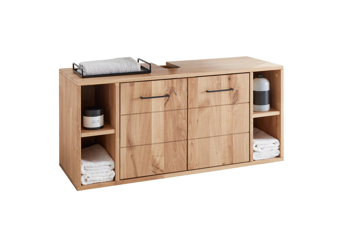 WASCHBECKENUNTERSCHRANK 105/60/40 cm  - Wildeiche/Schwarz, Basics, Holz/Metall (105/60/40cm) - Linea Natura