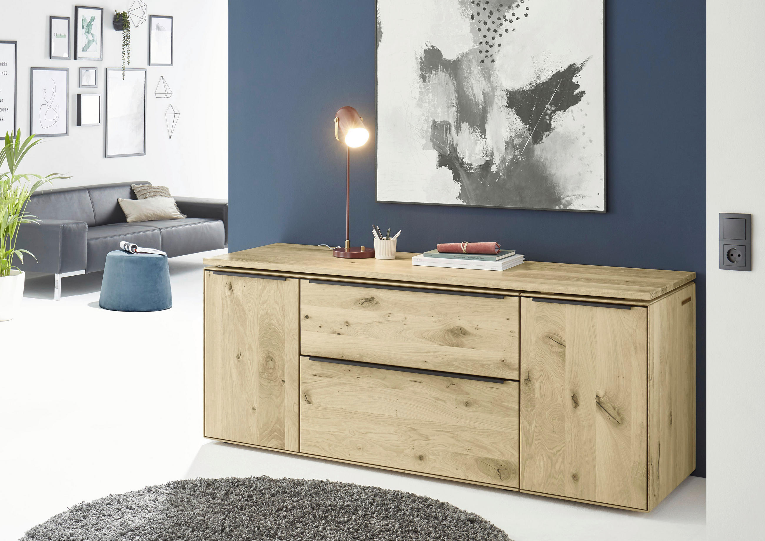 SIDEBOARD Eichefarben  182/76/60/228 cm  - Eichefarben/Anthrazit, Natur, Holz/Metall (182/76/60/228cm) - Valnatura