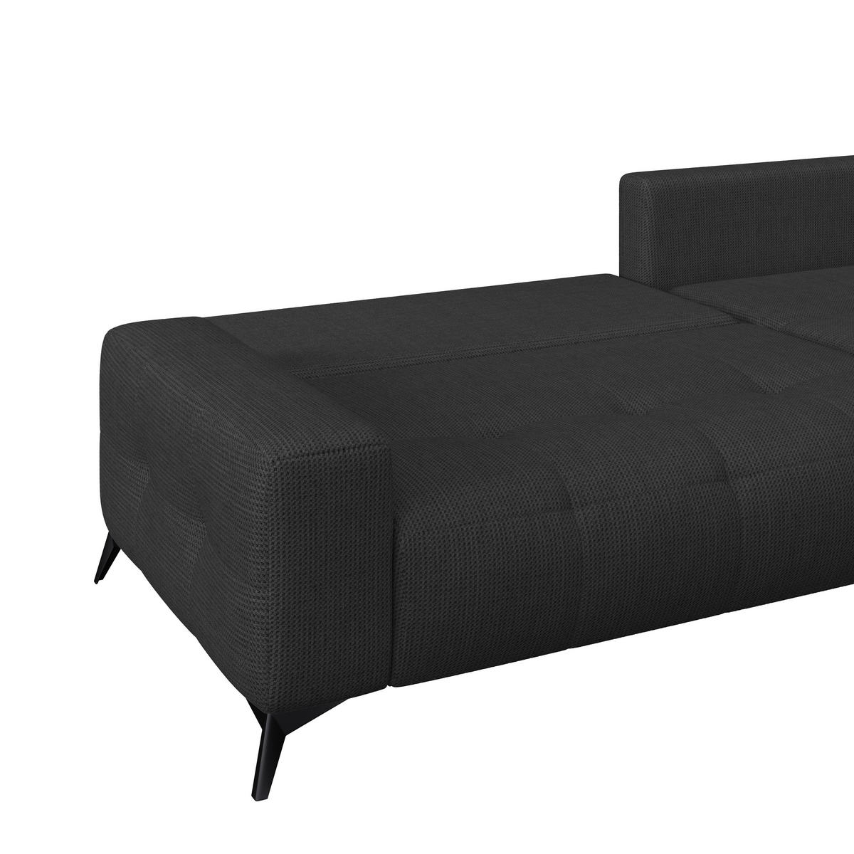 ECKSOFA MAURO Schwarz Flachgewebe  - Schwarz, Trend, Textil/Metall (290/175cm) - MID.YOU
