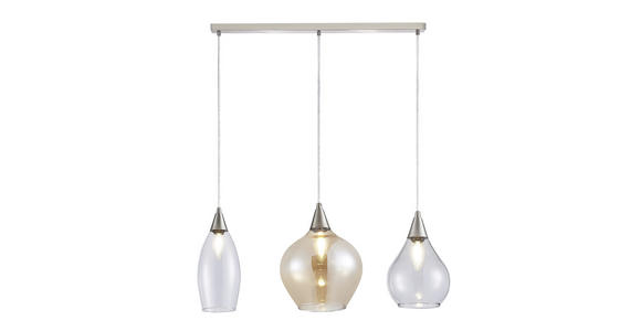 HÄNGELEUCHTE 90/150 cm - Klar/Bernsteinfarben, Design, Glas/Metall (90/150cm) - Dieter Knoll