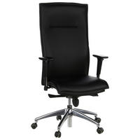 DREHSTUHL  in Lederlook Schwarz  - Schwarz/Alufarben, MODERN, Leder/Kunststoff (59/133/52cm) - MID.YOU