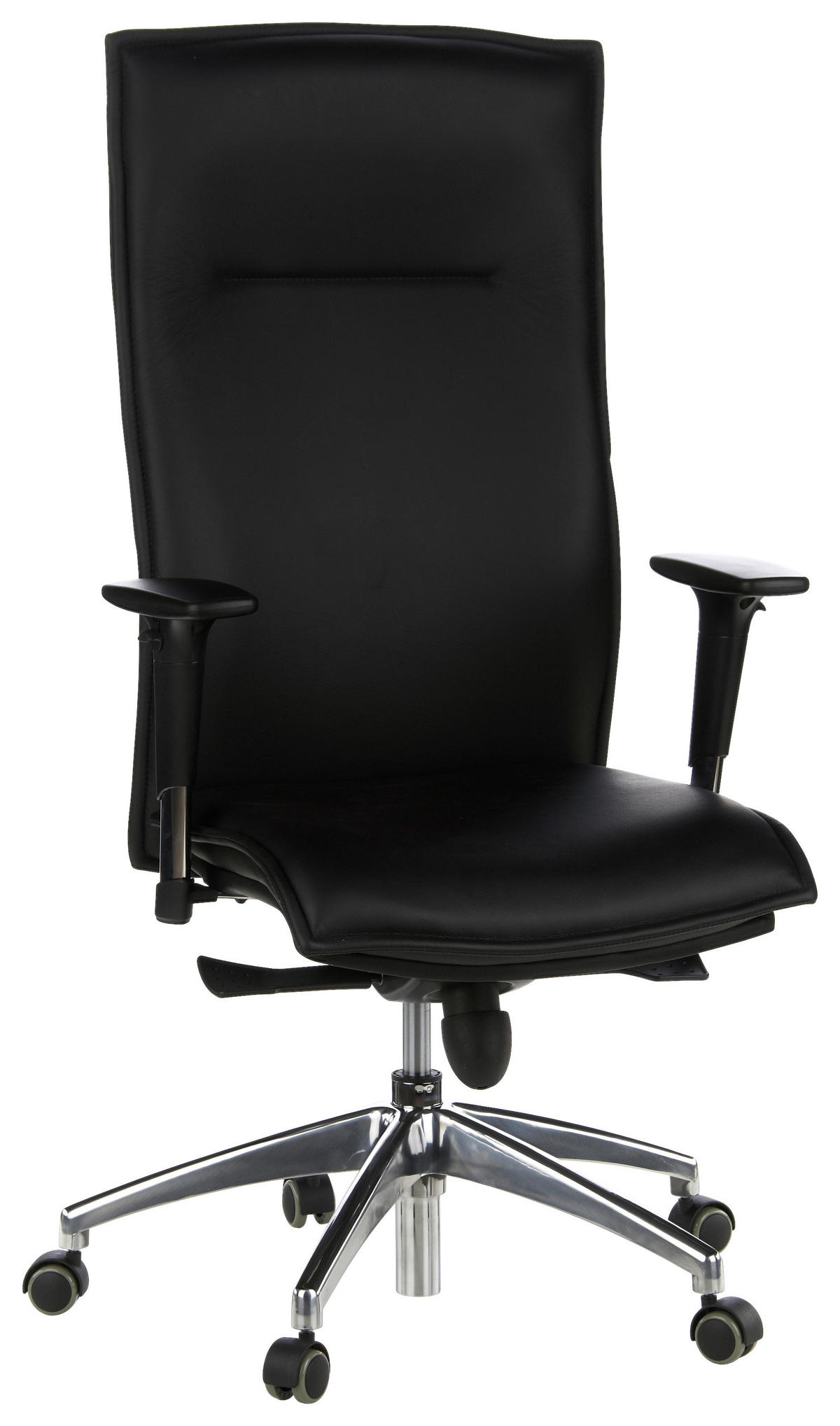 DREHSTUHL  in Lederlook Schwarz  - Schwarz/Alufarben, MODERN, Leder/Kunststoff (59/133/52cm) - MID.YOU