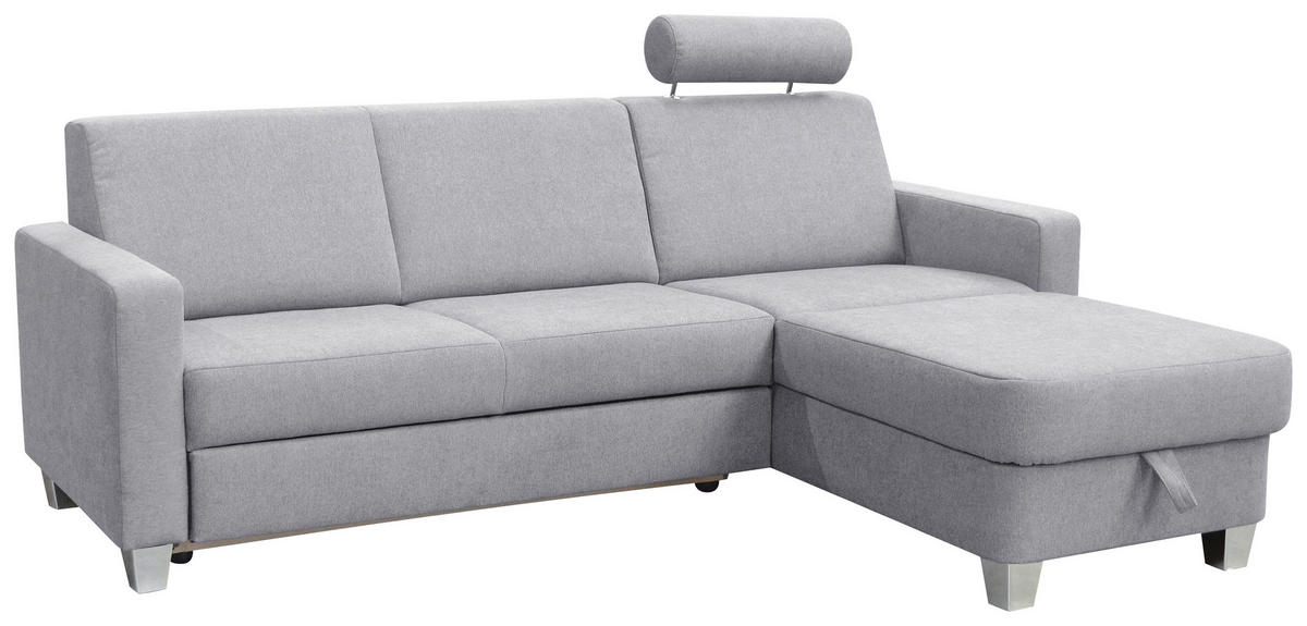 SAROKKANAPÉ textil szürke  - króm/szürke, Basics, textil (228/165cm) - Xora