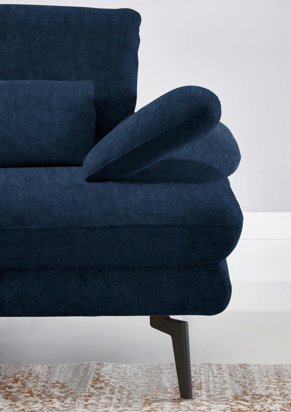 ECKSOFA in Velours Dunkelblau  - Schwarz/Dunkelblau, Design, Textil/Metall (180/310cm) - Dieter Knoll