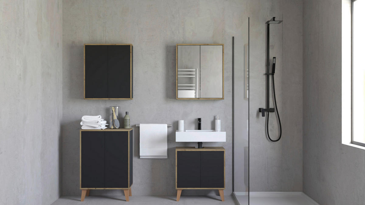 MIDISCHRANK 60/87/32,5 cm  - Eiche Artisan/Grau, MODERN, Holzwerkstoff/Kunststoff (60/87/32,5cm) - MID.YOU