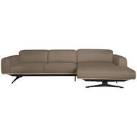 ECKSOFA in Echtleder Hellbraun  - Hellbraun/Eichefarben, Design, Leder/Holz (305/163cm) - Novel