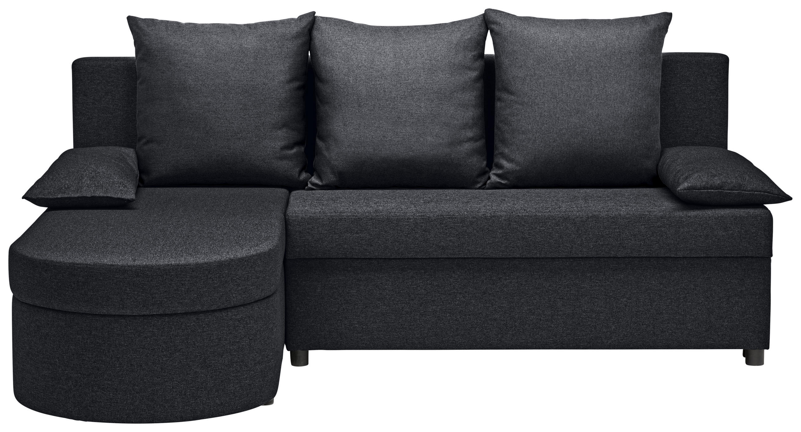 ECKSOFA Graphitfarben Webstoff  - Anthrazit/Schwarz, KONVENTIONELL, Kunststoff/Textil (159/196cm) - Ti'me
