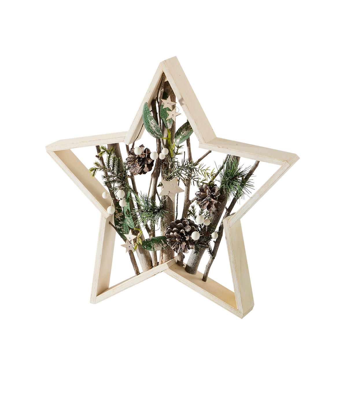 DEKOSTERN  - Waldgrün/Weiß, LIFESTYLE, Naturmaterialien/Holz (39/39/5cm) - X-Mas