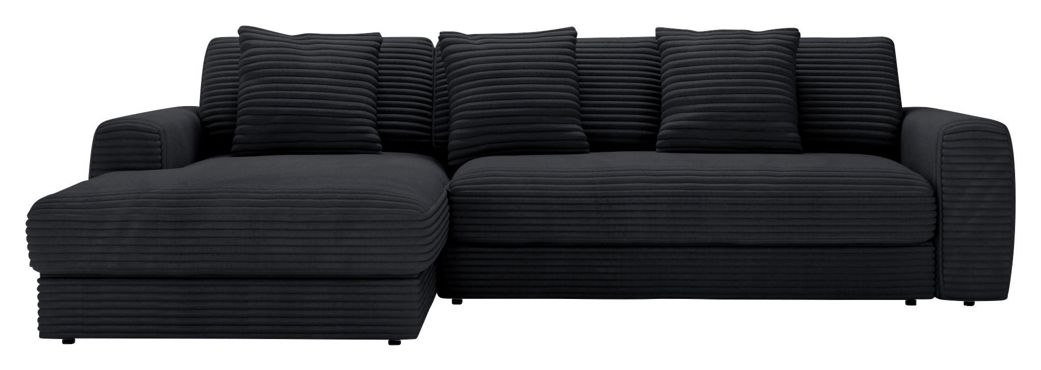 ECKSOFA in Cord Schwarz  - Schwarz, Modern, Kunststoff/Textil (182/302cm) - Carryhome