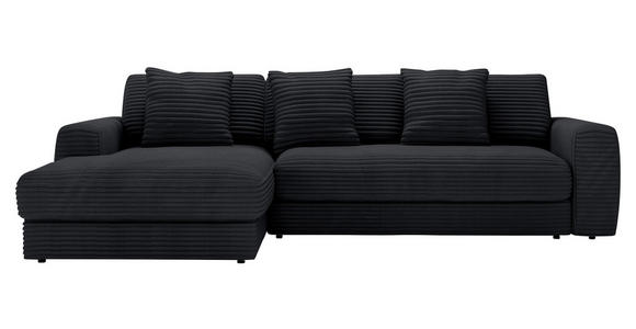 ECKSOFA in Cord Schwarz 182/302 cm - Schwarz, MODERN, Kunststoff/Textil (182/302cm) - Carryhome