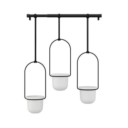 BLUMENTOPF   - Schwarz/Weiß, Basics, Kunststoff/Metall (107/15/63cm) - Umbra