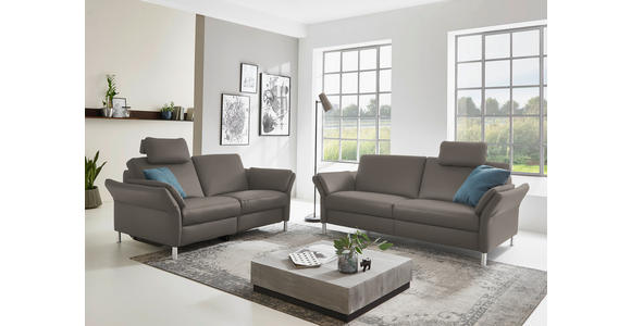 3-SITZER-SOFA Latina in Echtleder Graubraun   - Graubraun/Alufarben, Design, Leder/Metall (190/82/99cm) - Dieter Knoll