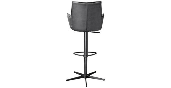 BARHOCKER Mikrofaser Schwarz, Dunkelgrau Eisen Wippfunktion, Sitzfläche 360° drehbar, inklusive Armlehnen, automatische Rückholfunktion - Dunkelgrau/Schwarz, Design, Textil/Metall (56/55/110cm) - Novel