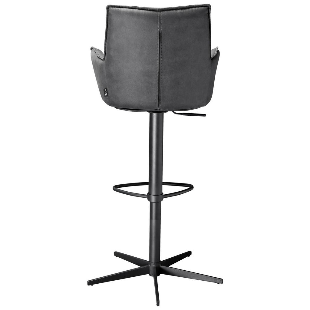 Thumbnail - Novel Barhocker, Schwarz, Dunkelgrau, Metall, Textil, Drehkreuz, 56x110x55 cm, Wippfunktion, Sitzfläche 360° drehbar, in...