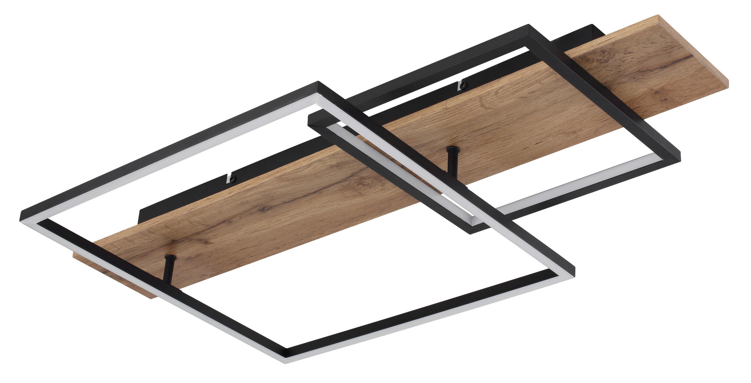 DECKENLEUCHTE 24 W    75/40/10 cm  - Opal/Schwarz, Trend, Holzwerkstoff/Kunststoff (75/40/10cm) - Globo