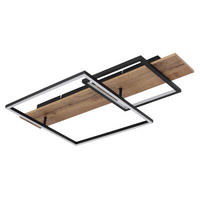 DECKENLEUCHTE 24 W    75/40/10 cm  - Opal/Schwarz, Trend, Holzwerkstoff/Kunststoff (75/40/10cm) - Globo