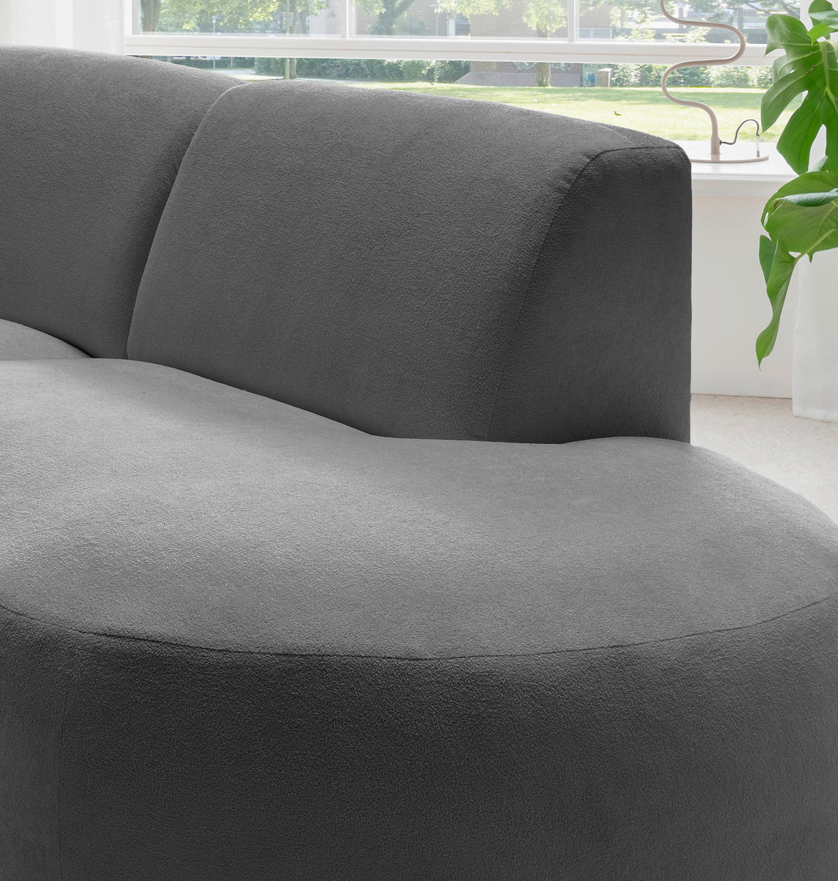 ECKSOFA in Mikrofaser Anthrazit  - Anthrazit/Schwarz, Modern, Kunststoff/Textil (276/182cm) - Livetastic