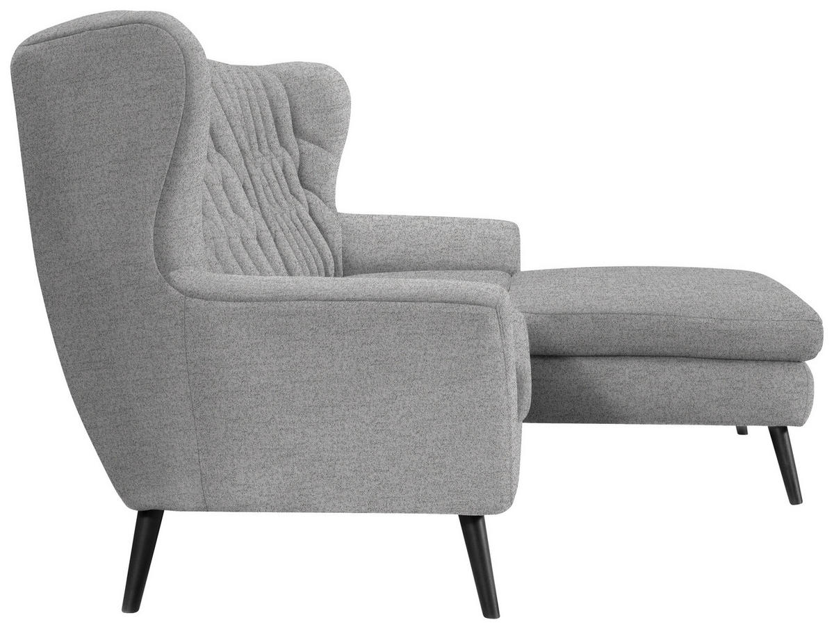 ECKSOFA Grau Flachgewebe  - Schwarz/Grau, Design, Holz/Textil (237/165cm) - Stylife