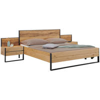 BETTANLAGE 180/200 cm  in Graphitfarben, Eichefarben   - Eichefarben/Graphitfarben, Konventionell, Holz/Metall (180/200cm) - Valdera