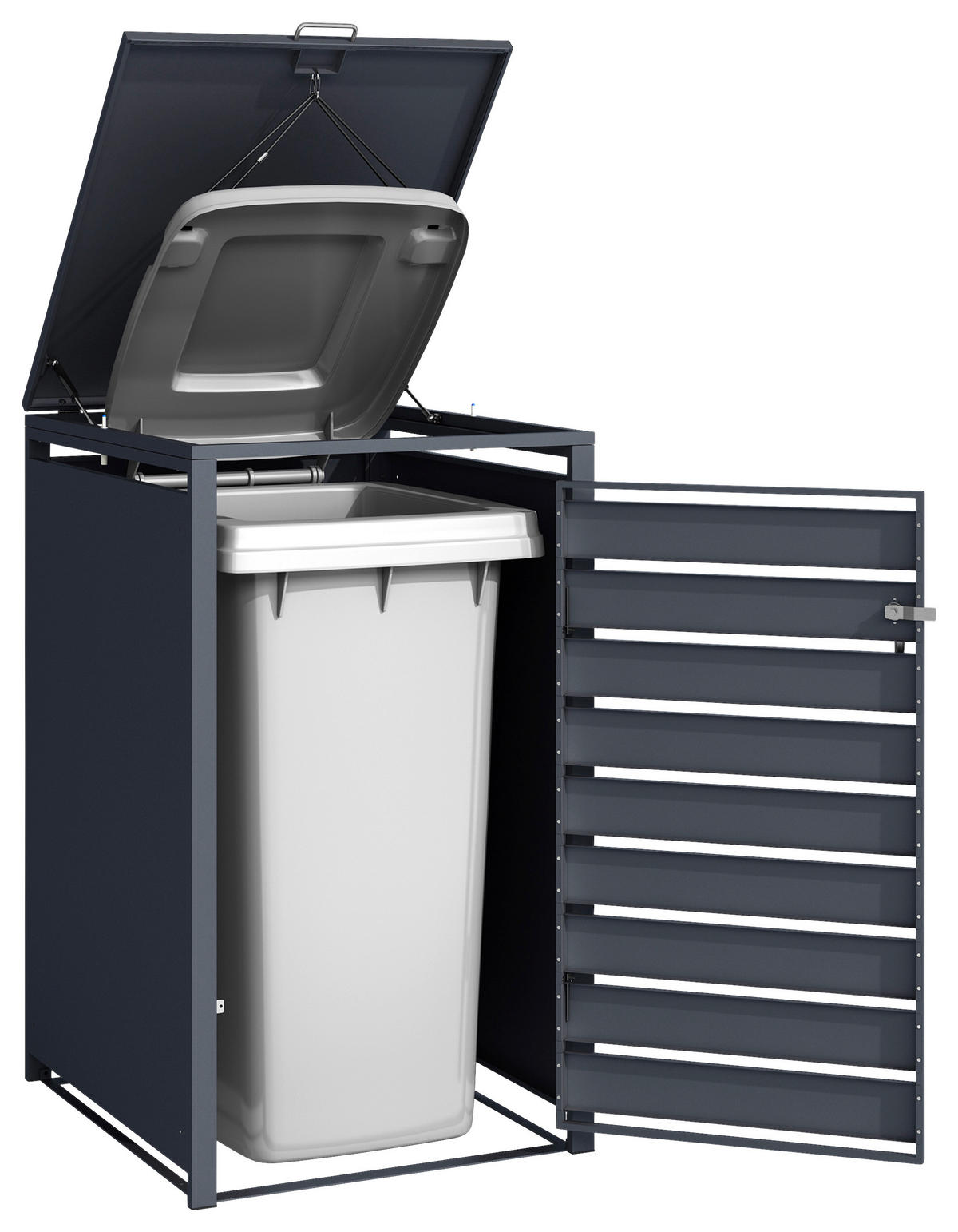 MÜLLTONNENBOX - Anthrazit/Braun, KONVENTIONELL, Metall (68/116/68cm) - Ambia Garden