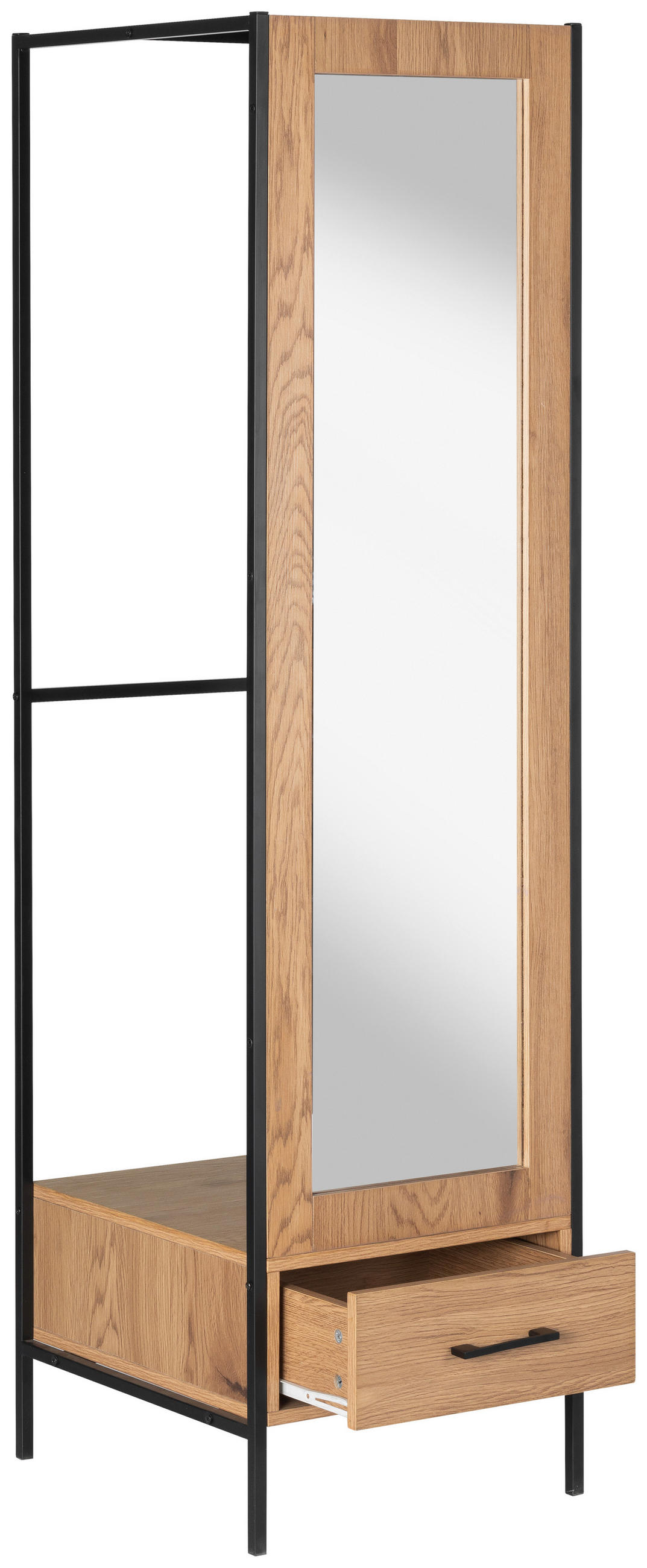 GARDEROBENSCHRANK  in 44,5/165/50 cm  - Schwarz/Naturfarben, Design, Glas/Holzwerkstoff (44,5/165/50cm) - MID.YOU