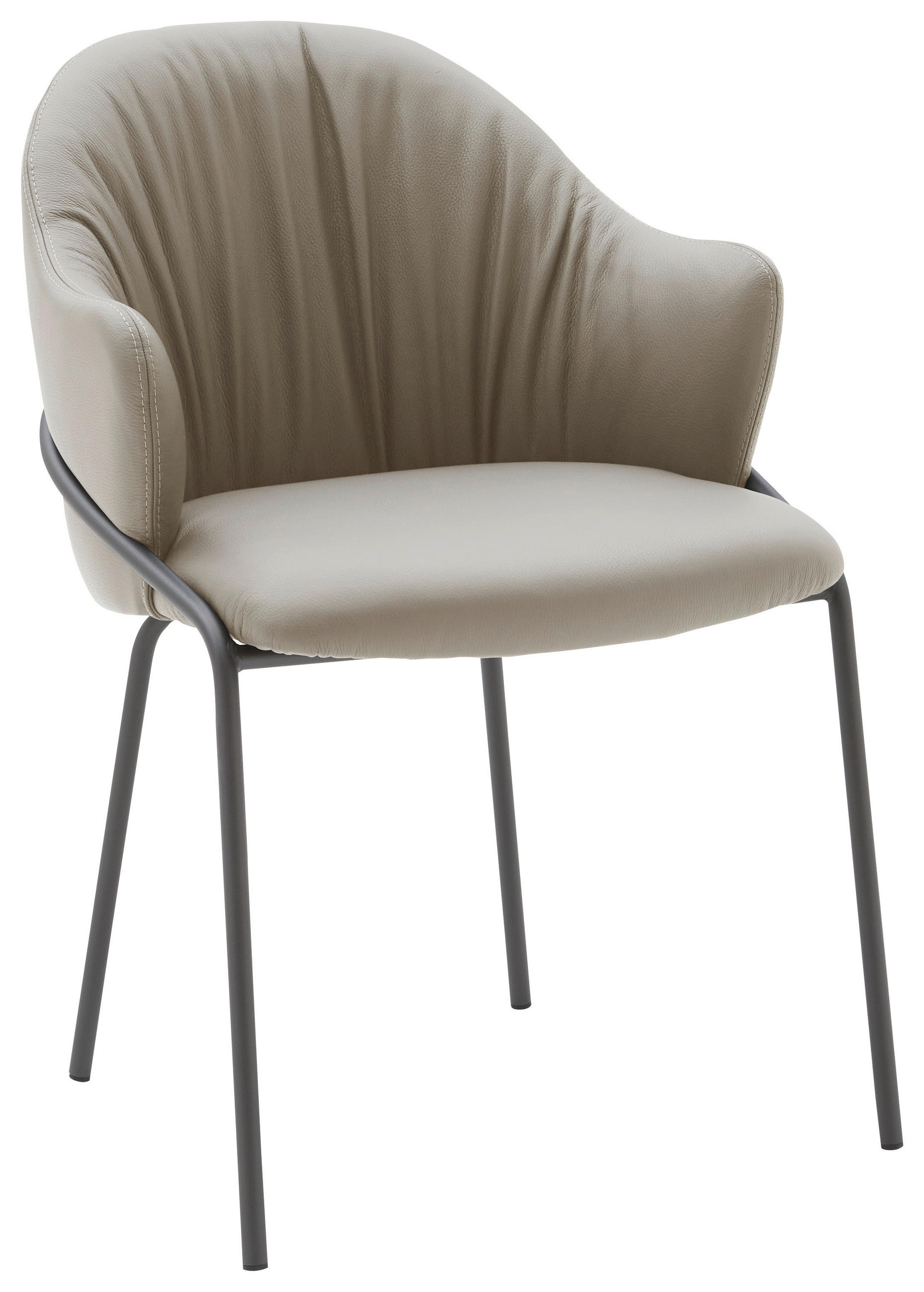 ARMLEHNSTUHL  Lederauswahl, Gestellauswahl  Echtleder  - Anthrazit/Perlmutt, Design, Leder (55/84/55cm) - Belluti