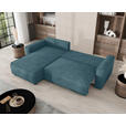 ECKSOFA Türkis Cord Zierkissen, Rückenkissen, Bettkasten, Schlaffunktion, Rücken echt, Liegefläche im Originalstoff  - Türkis/Schwarz, MODERN, Kunststoff/Textil (190/280cm) - Carryhome
