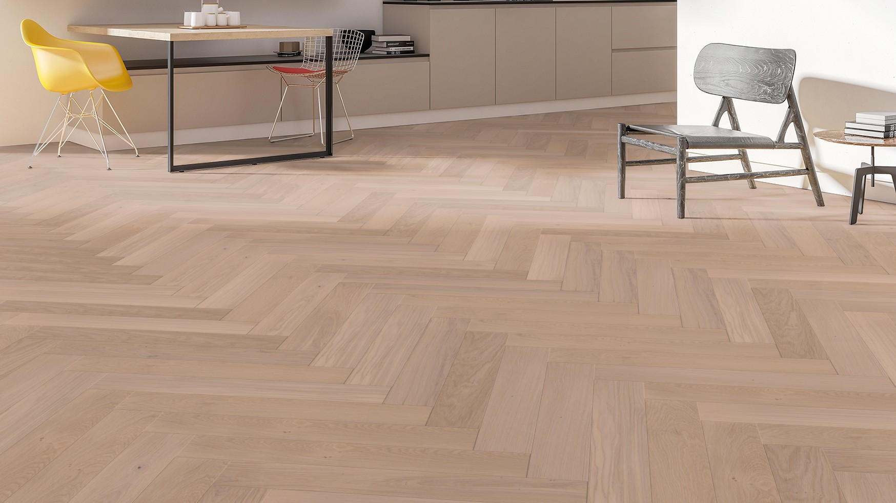 FISCHGRÄT Eiche Kaschmir Stab 750  per  m² - Eichefarben, Design, Holz (75/12,5/0,93cm) - Weitzer Parkett