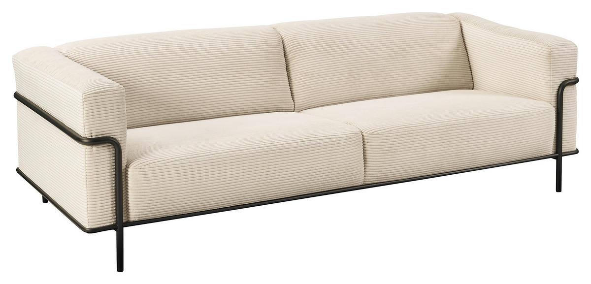 3-SITZER-SOFA in Cord Naturfarben  - Schwarz/Naturfarben, Design, Textil/Metall (236/67/96cm) - Johann Jakob