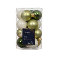 CHRISTBAUMKUGEL-SET 3.5/3.5/3.5 cm 16-teilig  - Weiß/Grün, LIFESTYLE, Glas (3.5/3.5/3.5cm)