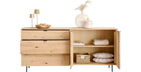 SIDEBOARD Eichefarben 182,6/83,1/42 cm - Eichefarben/Schwarz, Natur, Holz/Holzwerkstoff (182,6/83,1/42cm) - Cantus